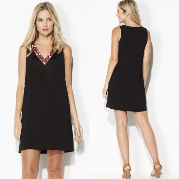NWT Revolve BB Dakota Black Aztec Fringe Shift Dress Size Small New Bohemian S - Picture 3 of 10